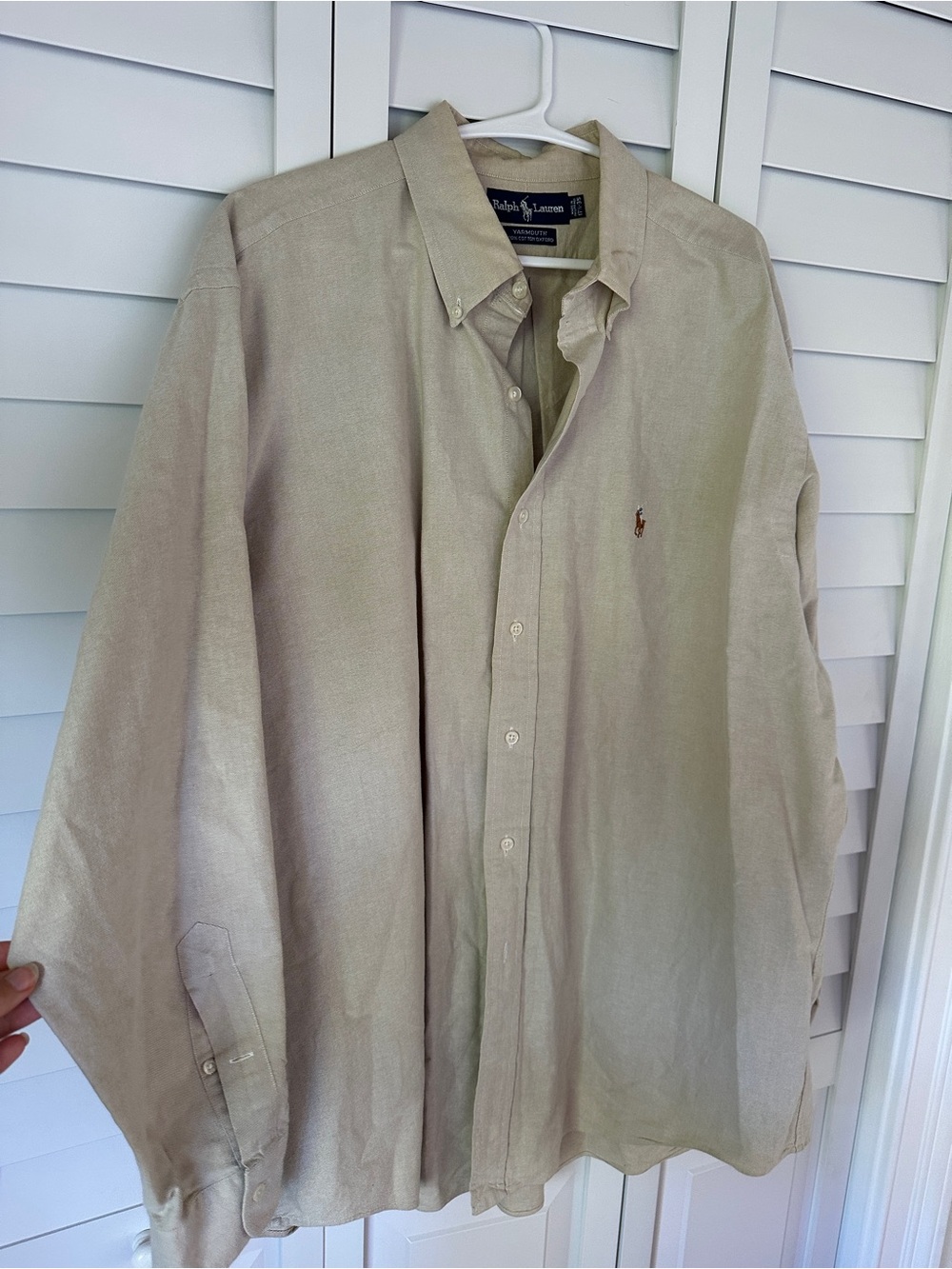 Ralph Lauren Men’s Button-Down Linen Shirt — Beige